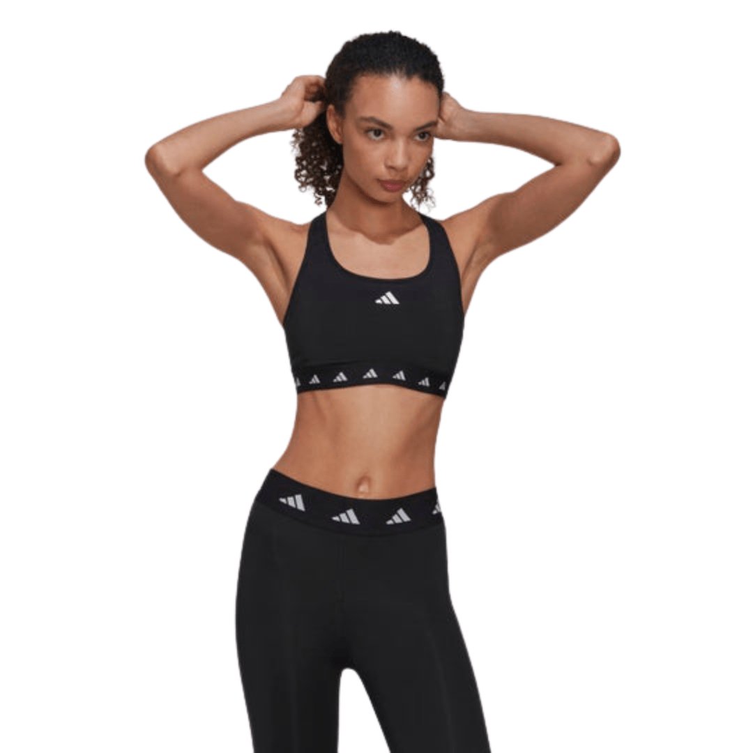 ADIDAS WOMEN'S POWERREACT TRAINING MEDIUM-SUPPORT TECHFIT BLACK BRA (BRA SIZE: DD)