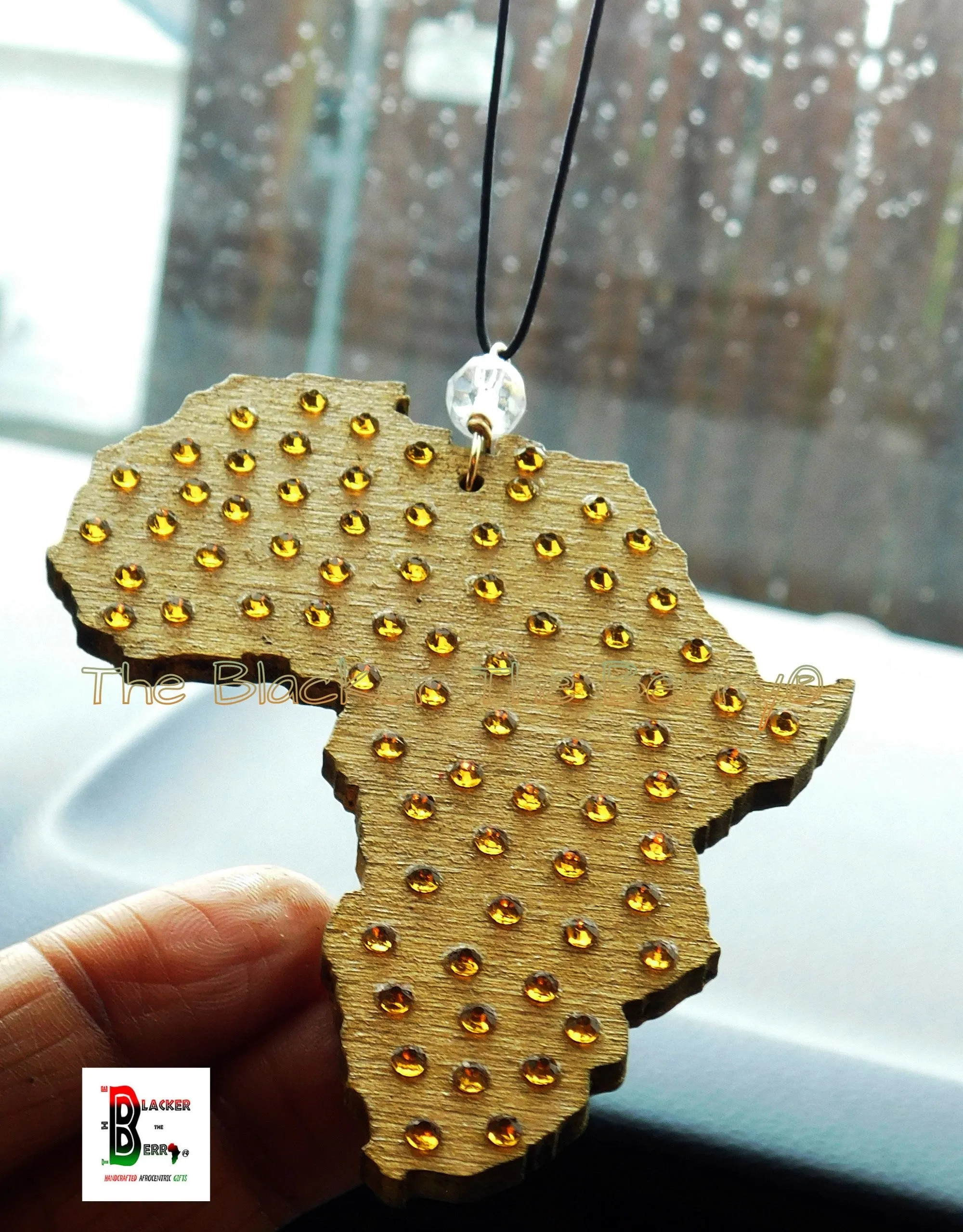 African Wooden Car Charm Handmade Accessories Black RBG  Bling Gift Ideas Black Owned