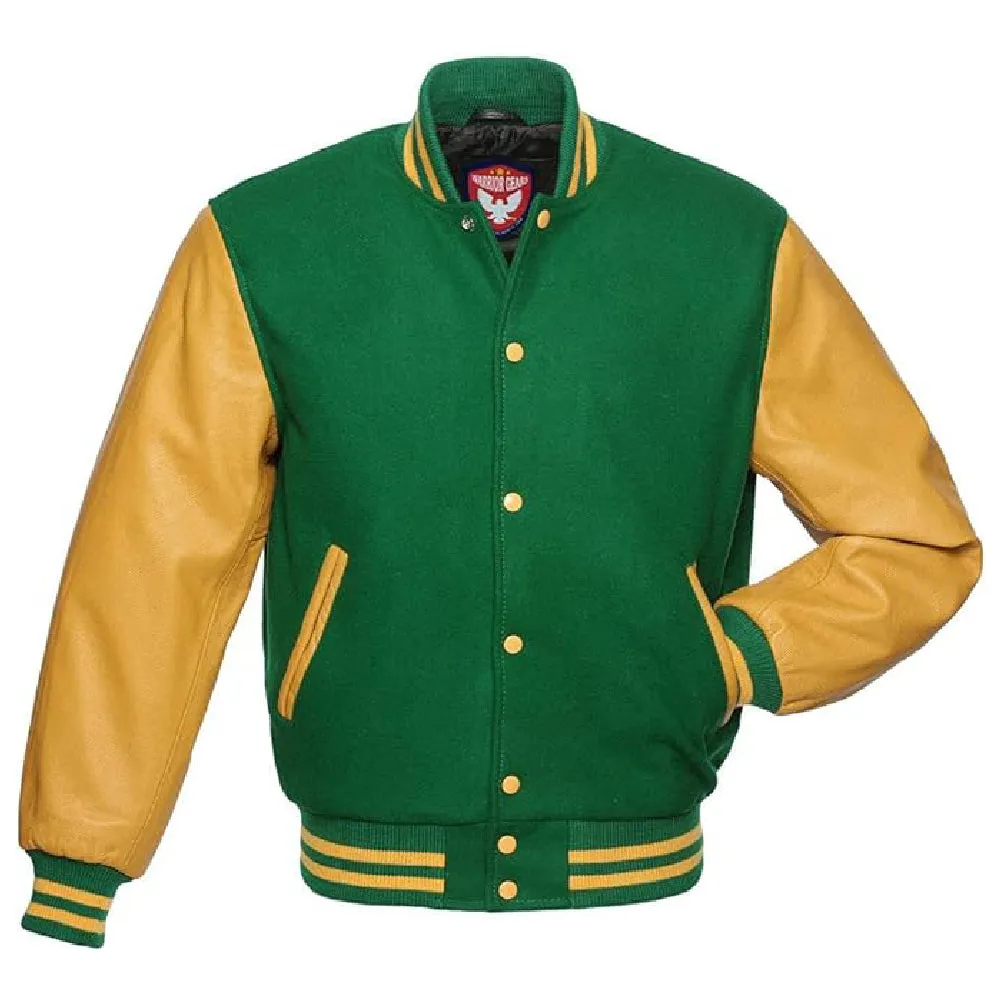 Biker Gear Pro Classic Hybrid Varsity Jacket University Letterman Bomber Jacket, Pure Wool & Original Cowhide Leather Jacket, Ke