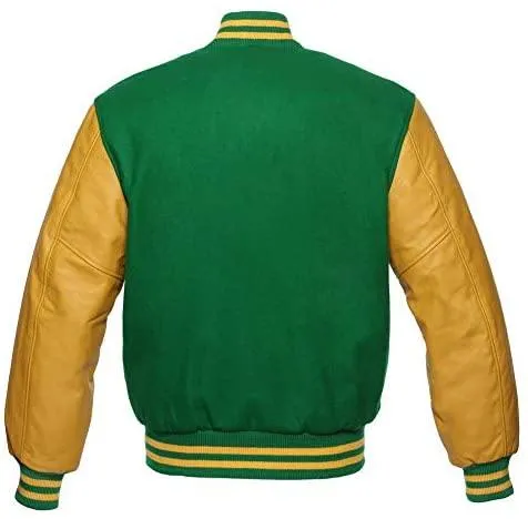 Biker Gear Pro Classic Hybrid Varsity Jacket University Letterman Bomber Jacket, Pure Wool & Original Cowhide Leather Jacket, Ke