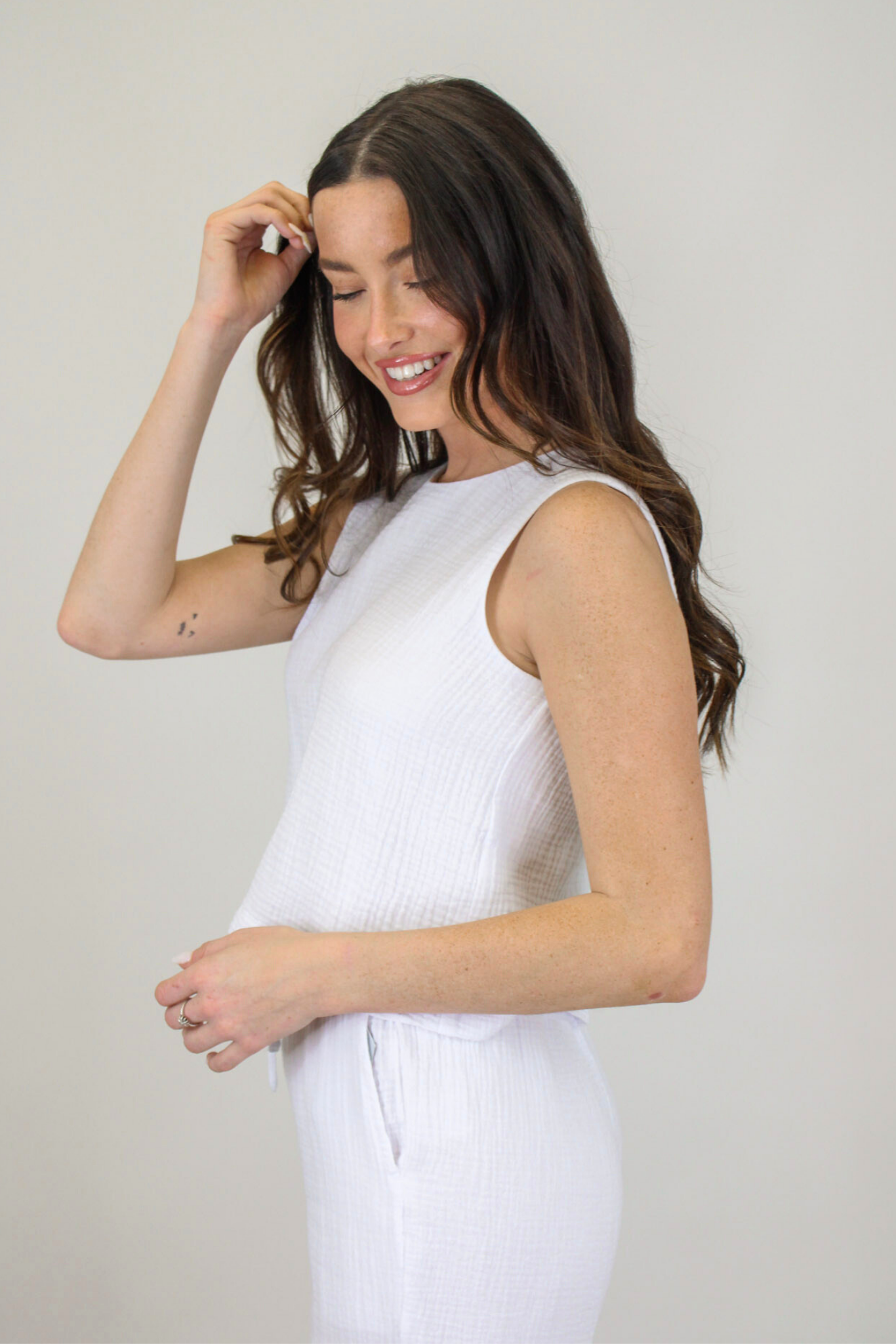 Bondi Gauze Tank in White by Z Supply