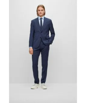 Boss Regular-fit suit in checked virgin wool