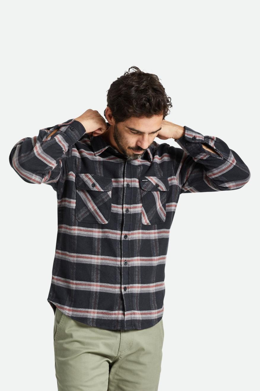 Bowery Stretch Water Resistant L/S Flannel - Black/Charcoal/Barn Red