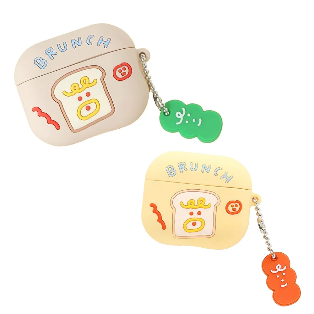 Brunch Toast Characters Airpods3 Cases Accessory Silicon Yellow Pink Keyring Protect Apple Gadget Cute Accessories