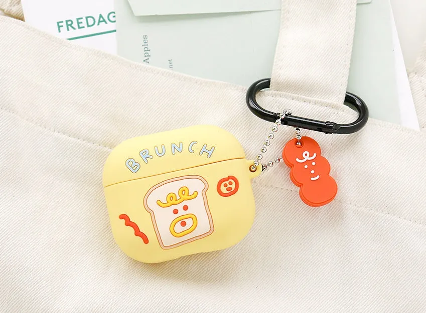 Brunch Toast Characters Airpods3 Cases Accessory Silicon Yellow Pink Keyring Protect Apple Gadget Cute Accessories