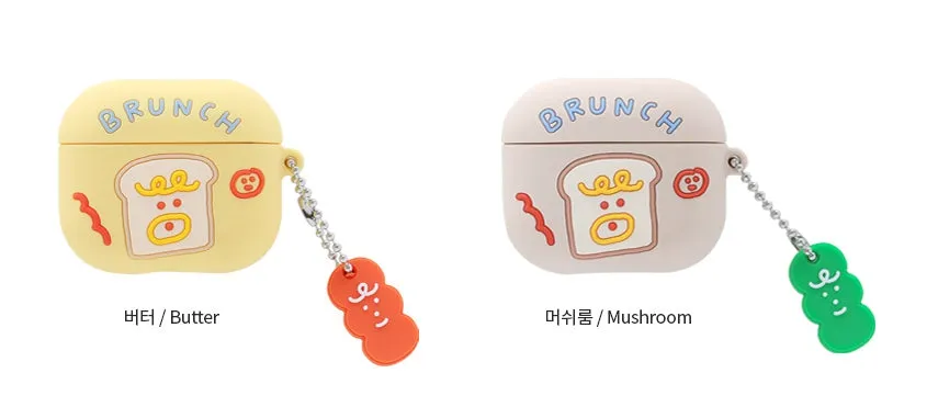 Brunch Toast Characters Airpods3 Cases Accessory Silicon Yellow Pink Keyring Protect Apple Gadget Cute Accessories