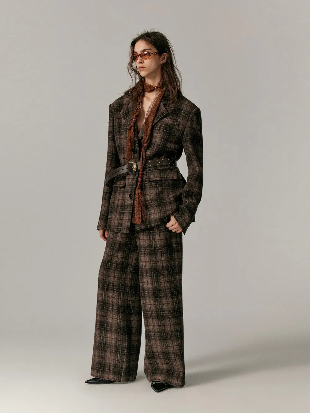 Checked Wool Classy Warm Retro Flare-Pants