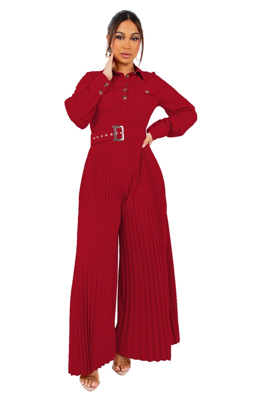 Chic Vintage Lapel Long Sleeve Pleated Loose Sports Suit 3XL B-79223