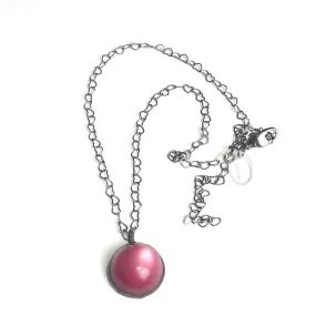 Cranberry Moonglow & Gun Metal Layering Necklace - Shortie