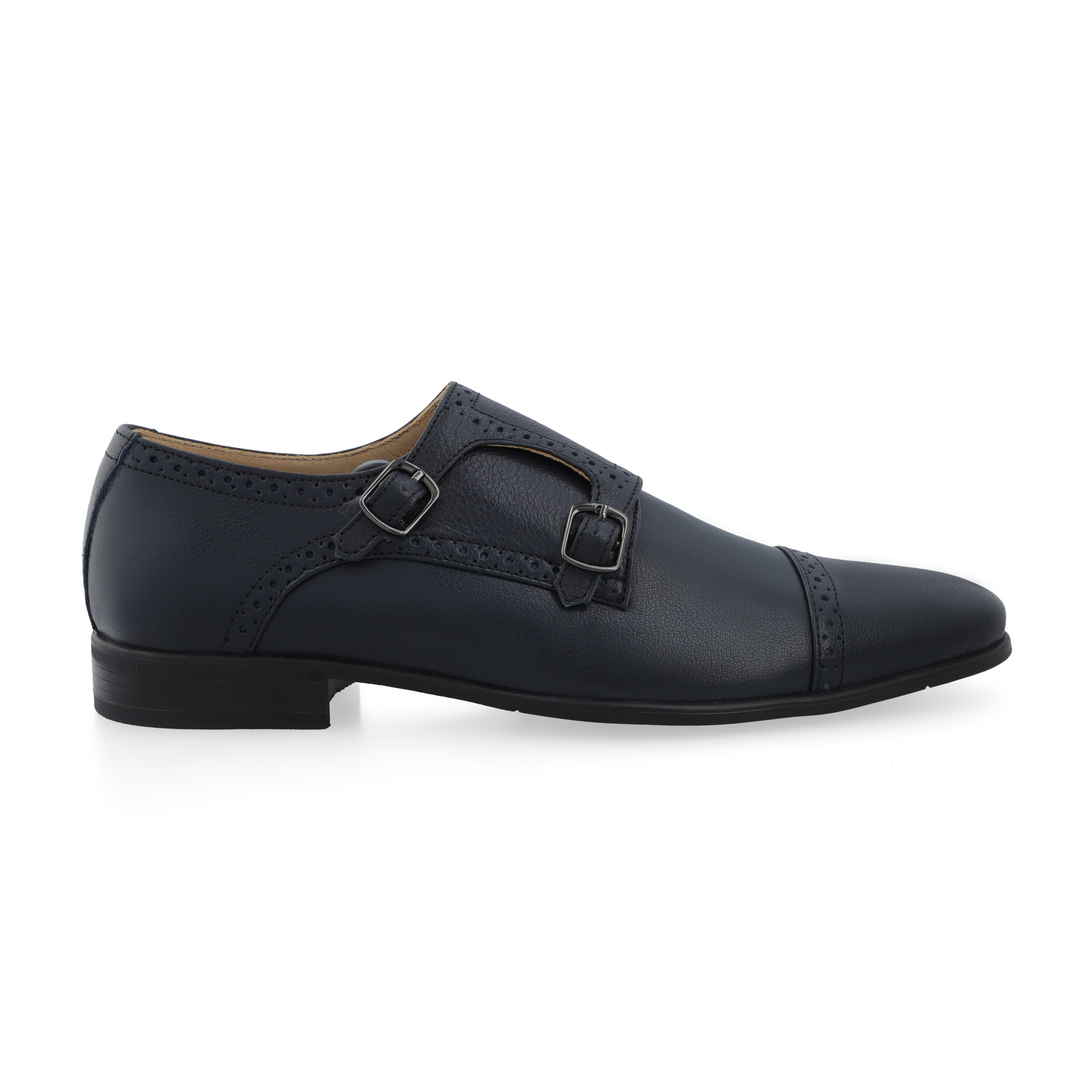 Double Monk Strap Loafers-Navy