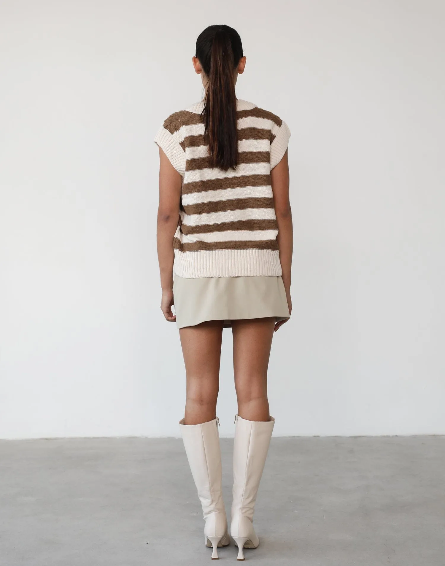 Dustin Knit Vest (Beige/Brown)