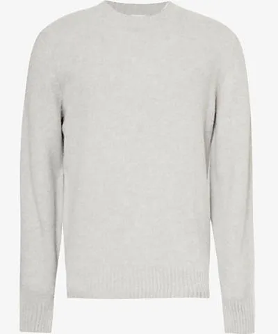 Eleventy Mens Light Melange Grey Crewneck long-sleeve wool and cashmere jumper