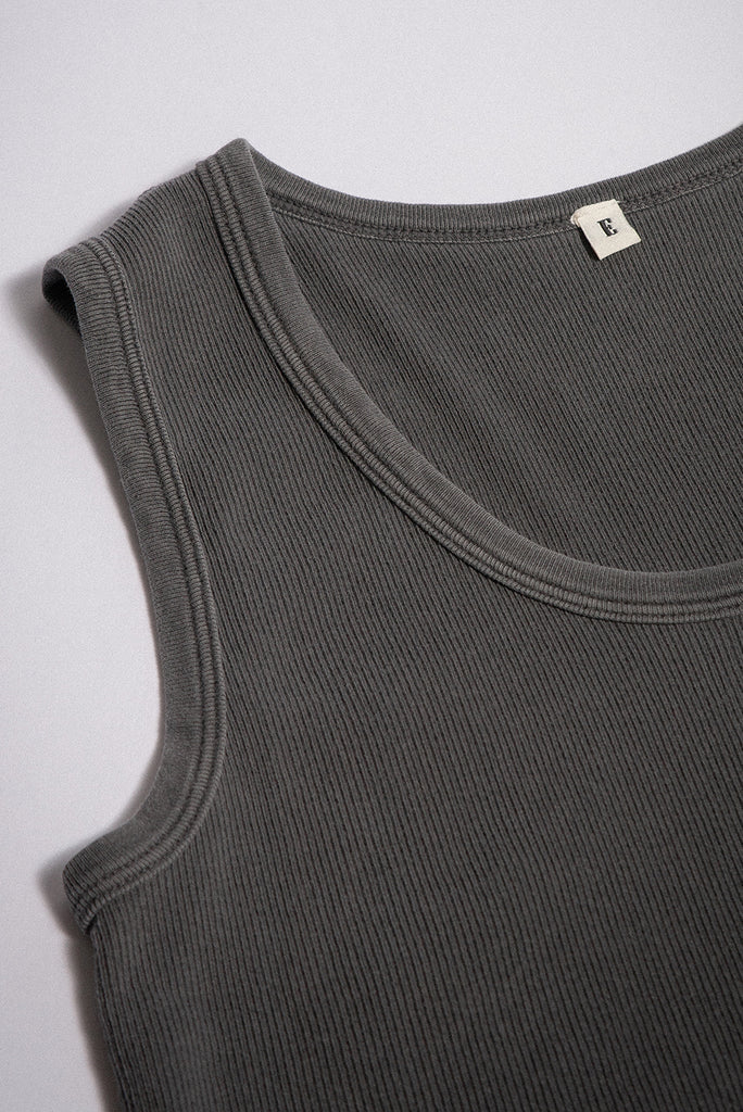 ELWOOD MALIBU CROP TANK AGED GREY RIB