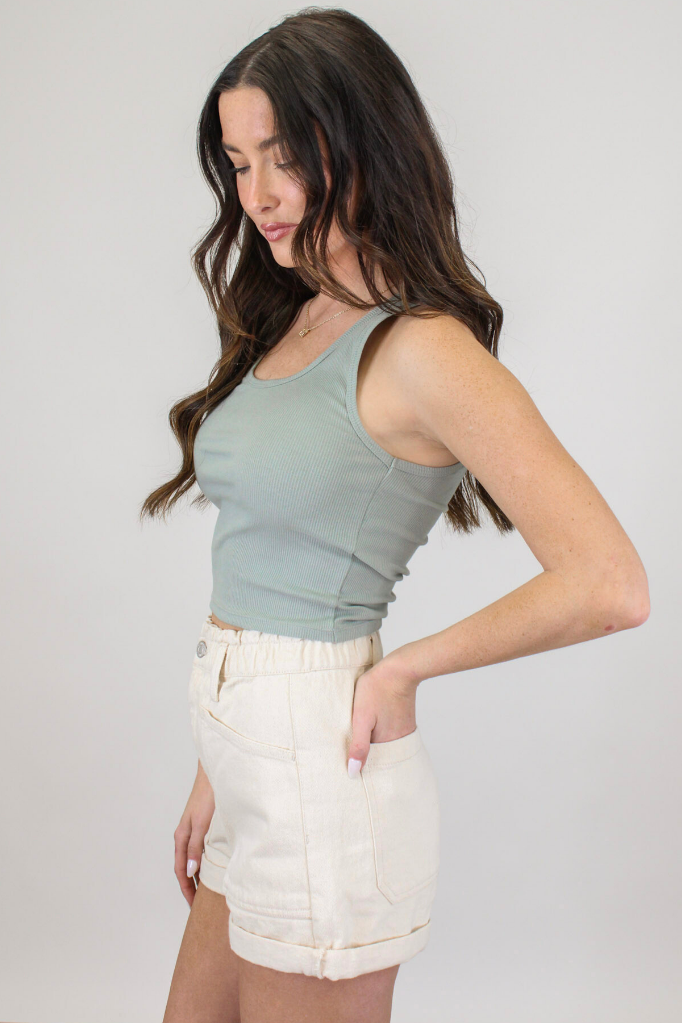 Essy Rib Tank in Pale Jade by Z Supply