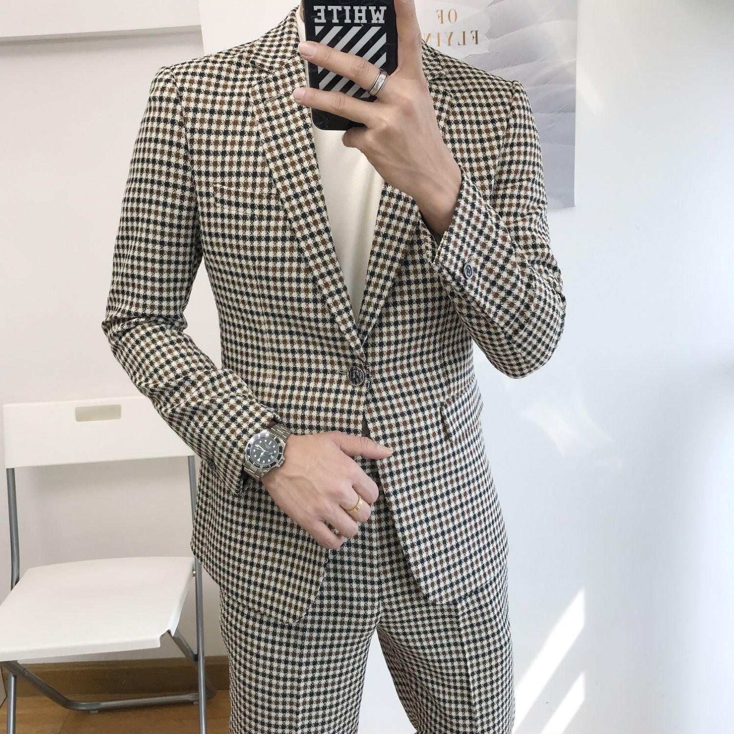 Federico Houndstooth Prom Suit