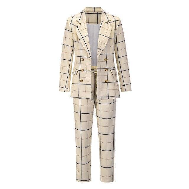 Formal Plaid Women Pantsuit