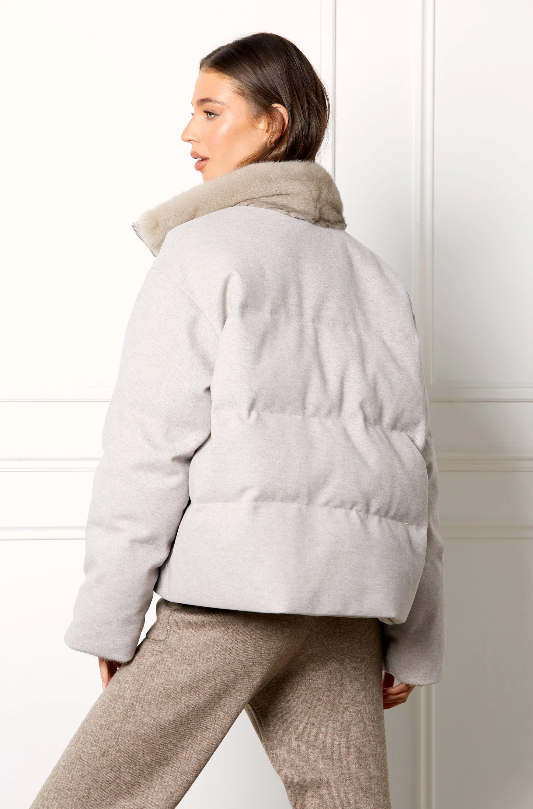 Gia Wool & Silk Reversible Down Coat