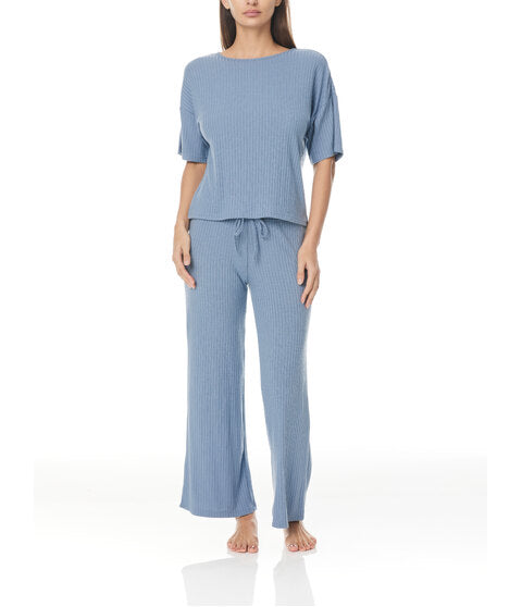 Gingerlilly EMMA Wide Leg Ribbed Lounge PJ