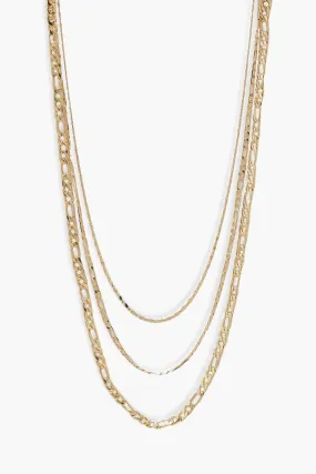 Gold Triple Chain Layering Necklaces