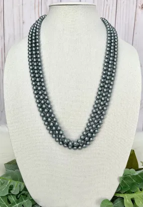 Grey Pearl 70 Long Layering Necklace