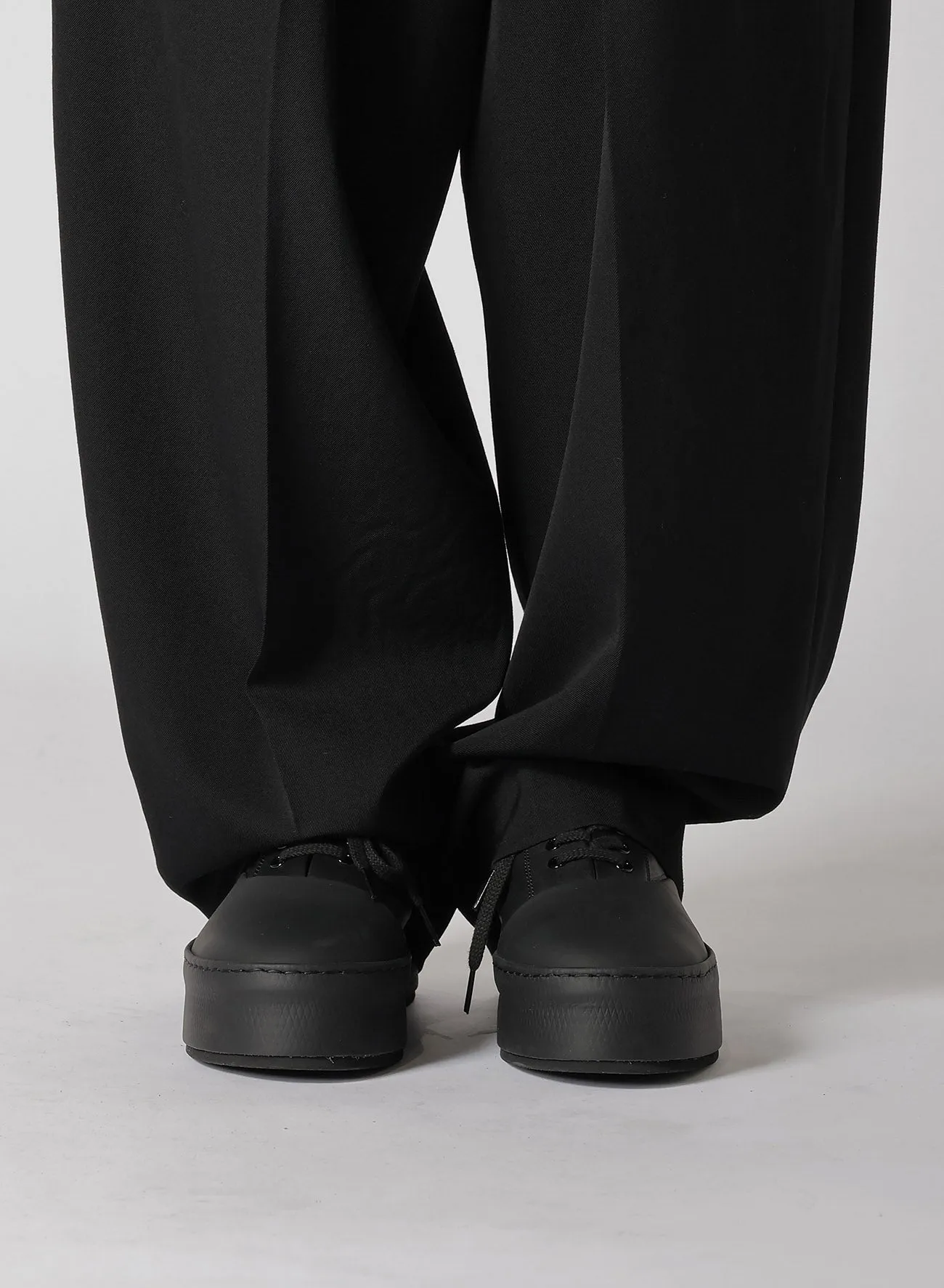 HIGH TWISTED WASHER WOOL GABARDINE FRONT TUCK PANTS