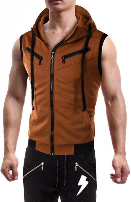 Hooded Sleeveless Men Vests