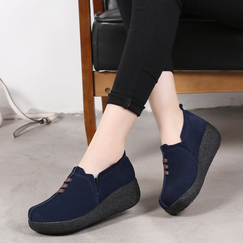 Libiyi Round toe fly woven mesh thick sole ladies casual shoes