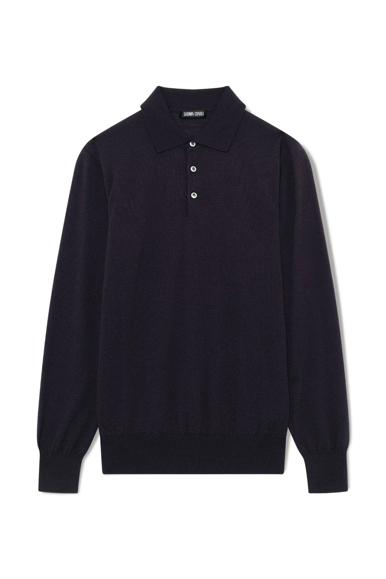 Long Sleeve Polo Merino Wool - Navy