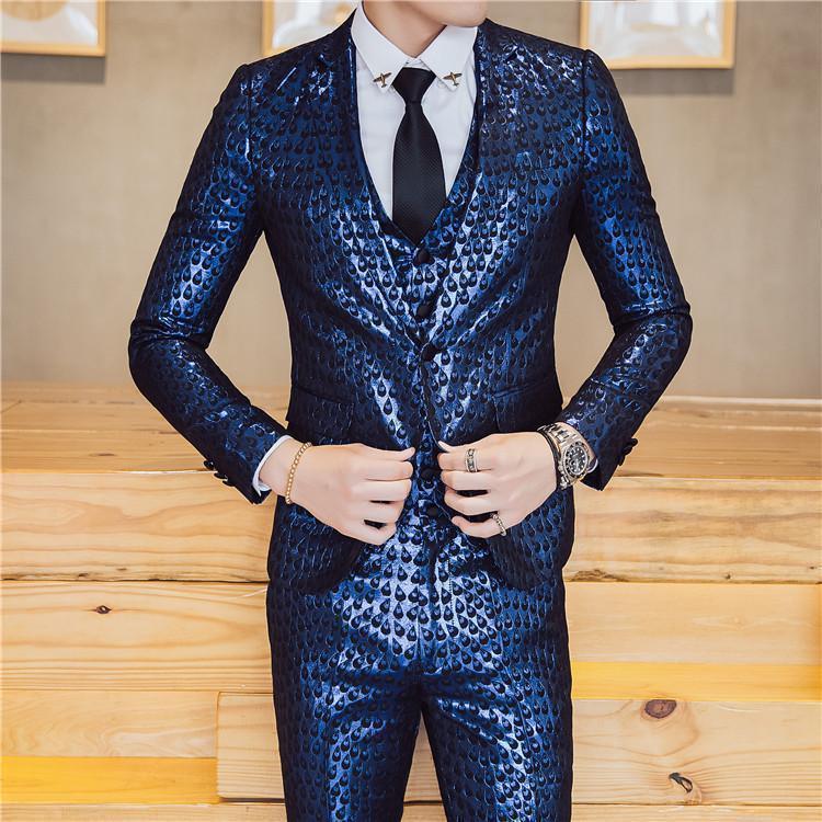 M. Jagger Jacquard Three Piece Suit