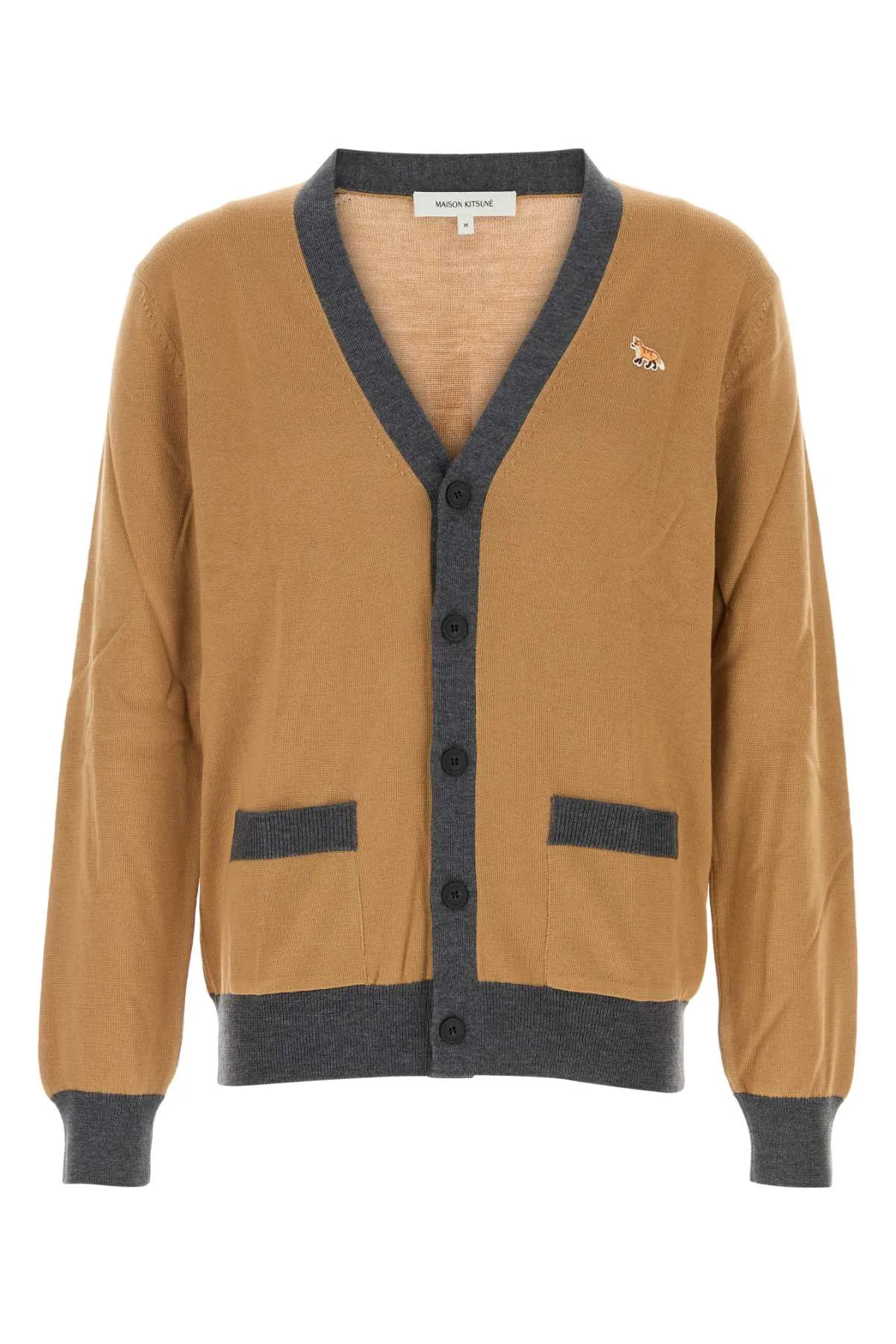 Maison Kitsune Camel Wool Cardigan