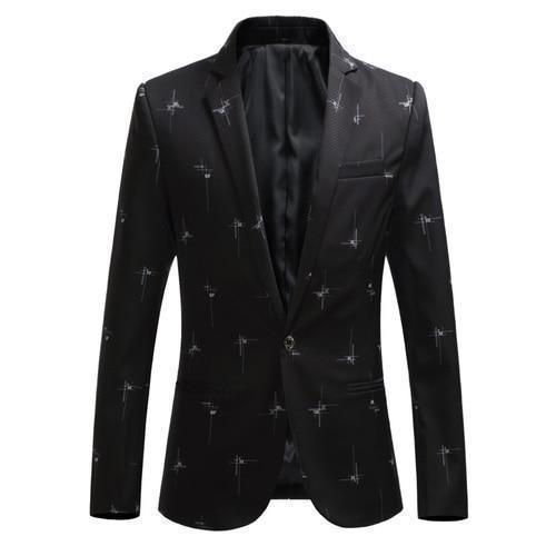 Men Blazer - Blazer With White Prints