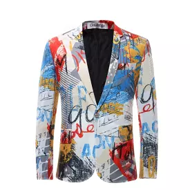 Men Blazer - Graffiti Party Blazer