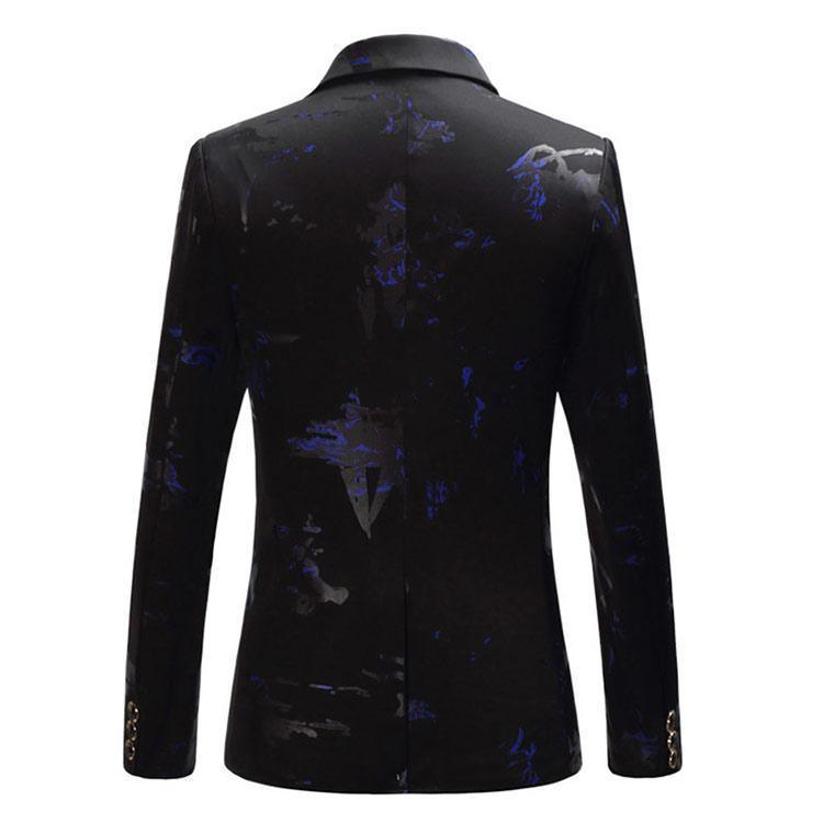 Men Blazer - Party Blazer With Blue Prints