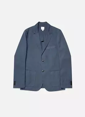 Men's Cotton Linen Unstructured Blazer in Shale Blue