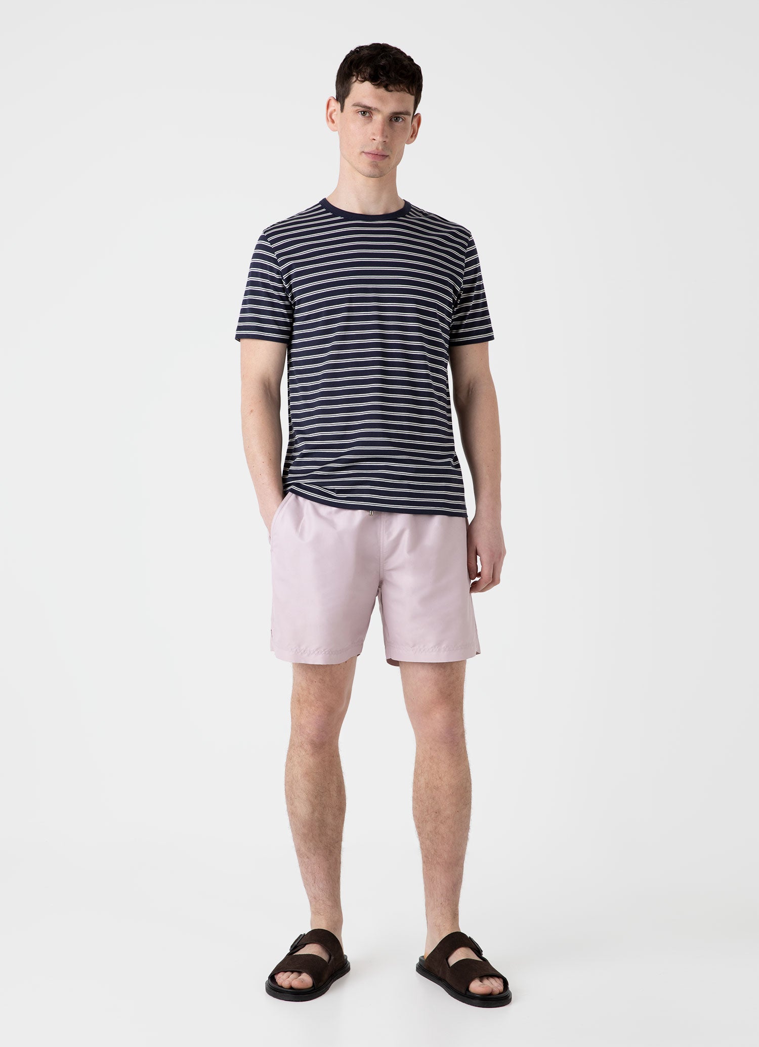 Men's Drawstring Swim Short in Pale Pink