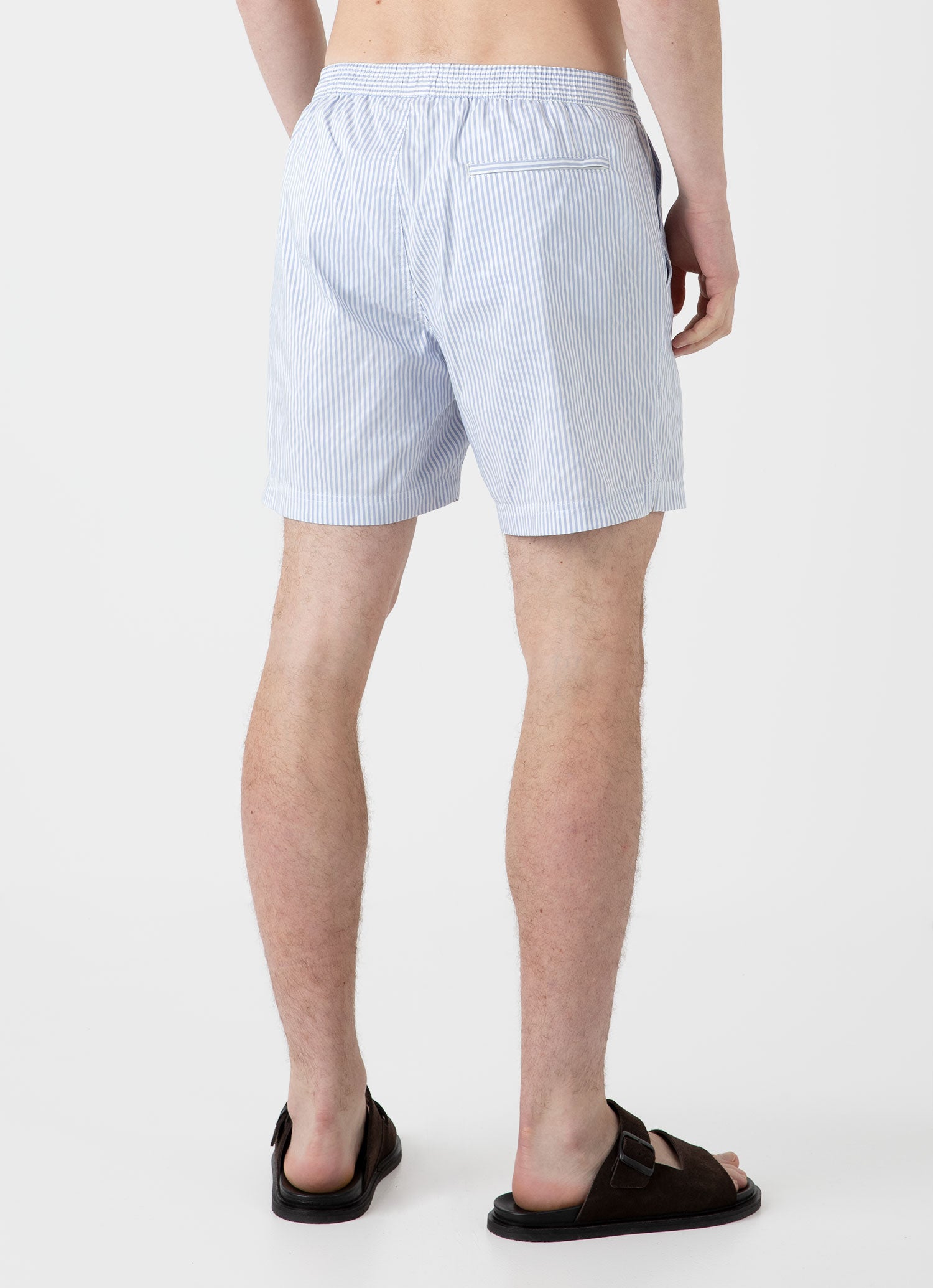 Men's Drawstring Swim Short in White/Cool Blue