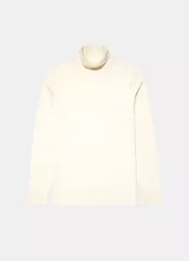 Men's Extra-Fine Merino Roll Neck in Archive White