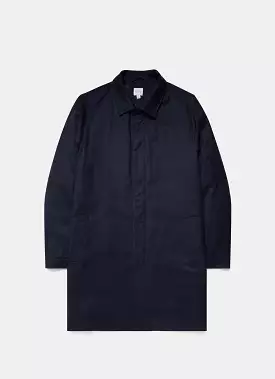 Men's Insulated Wool Mac in Navy Melange