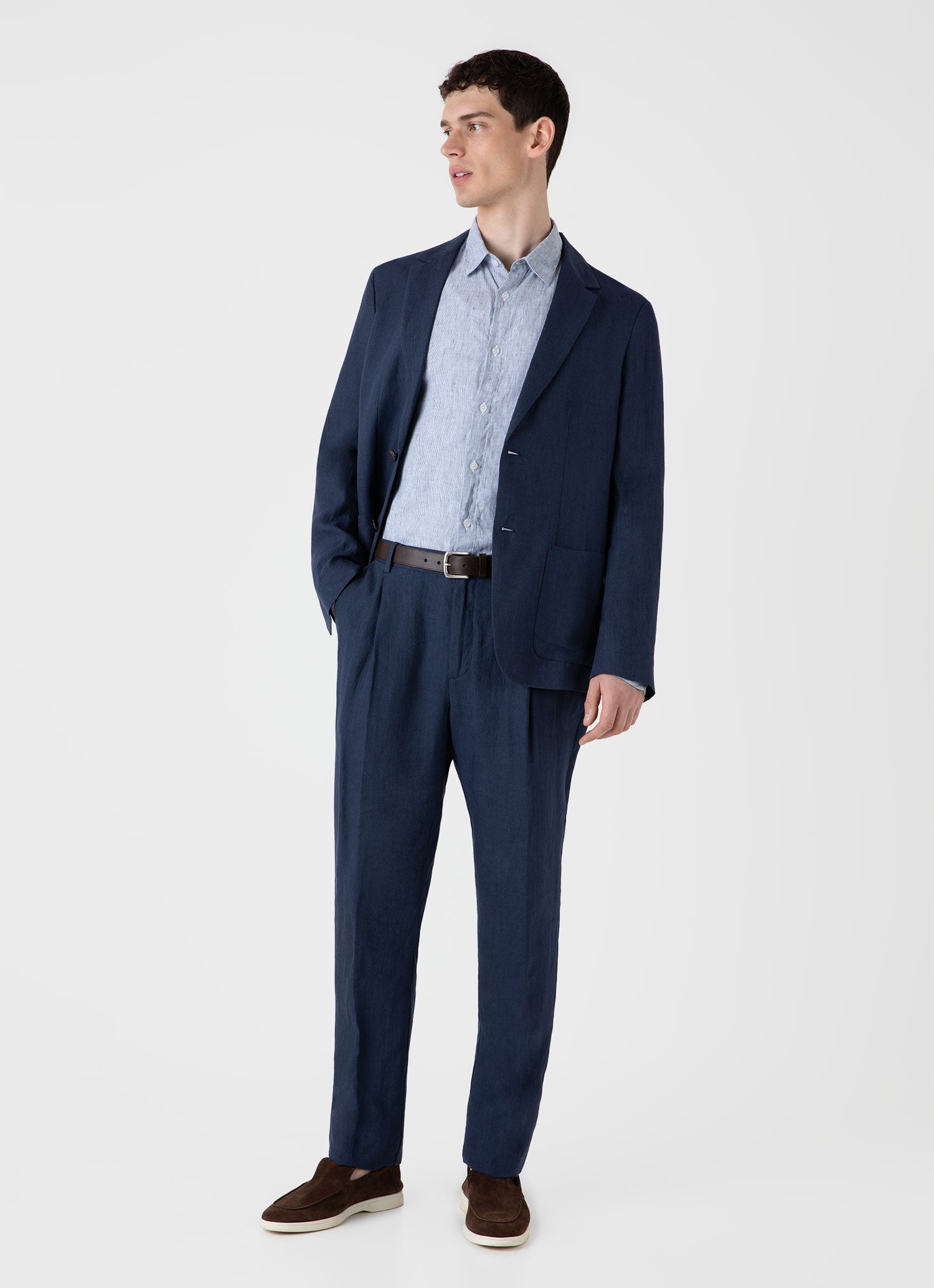 Men's Linen Blazer in Light Navy