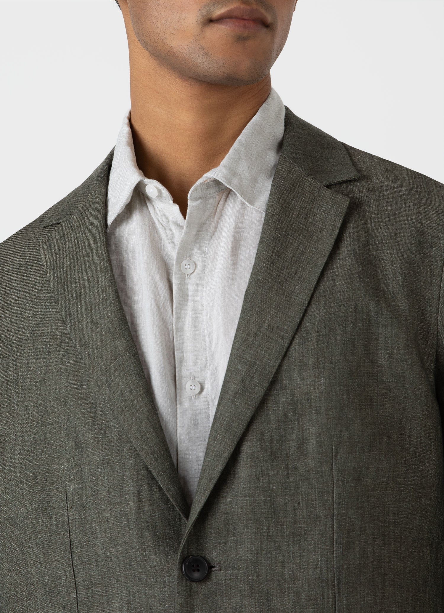 Men's Linen Unstructured Blazer in Light Khaki