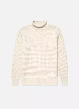 Men's Merino Fisherman Jumper in Ecru