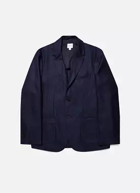 Men's Silk Linen Wool Blazer in Navy