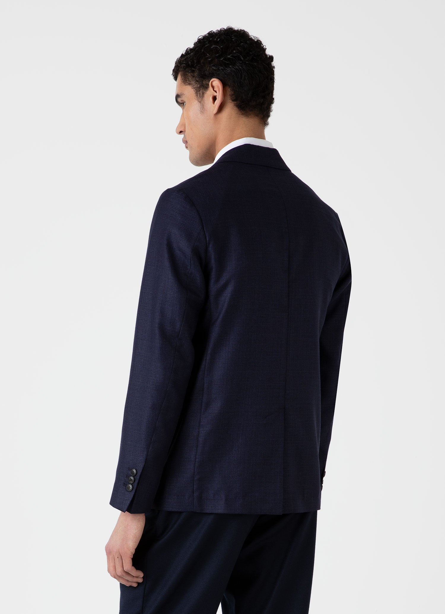 Men's Silk Linen Wool Blazer in Navy