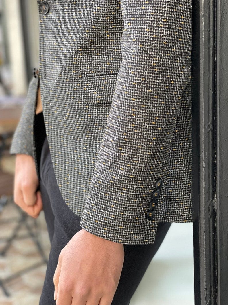 Men's Slim Fit Wool Patterned Blazer