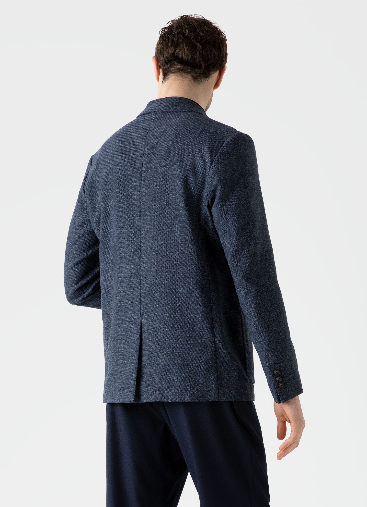 Men's Textured Wool Blazer in Blue Melange