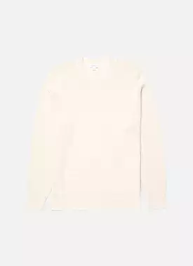 Men's Waffle Stitch Crew Neck Jumper in Ecru