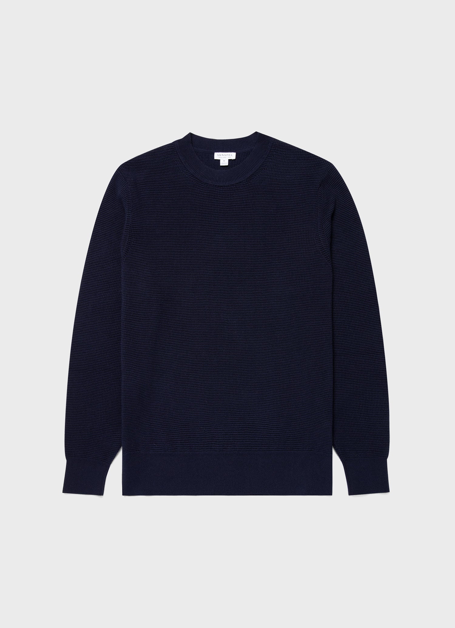 Men's Waffle Stitch Crew Neck Jumper in Navy