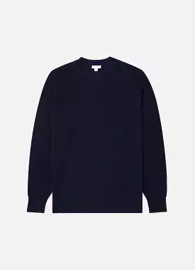 Men's Waffle Stitch Crew Neck Jumper in Navy