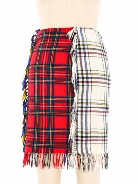 Moschino Couture Plaid Wool Scarf Skirt