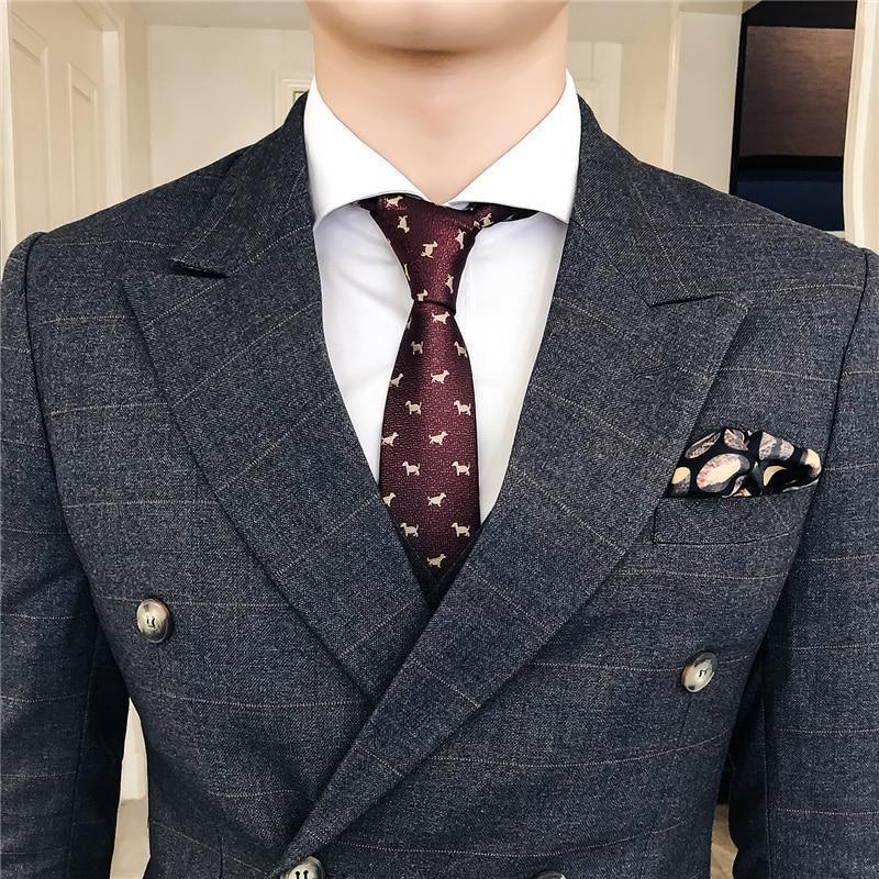 Never Late Plaid Double Breast Suit